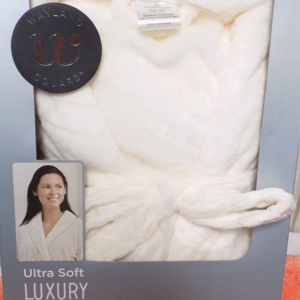 white plush bathrobe